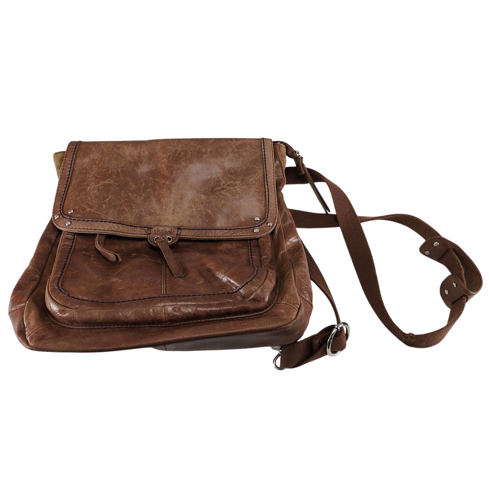 The Sak Ventura Brown Leather Convertible Backpack Messenger Bag Crossbody Purse
